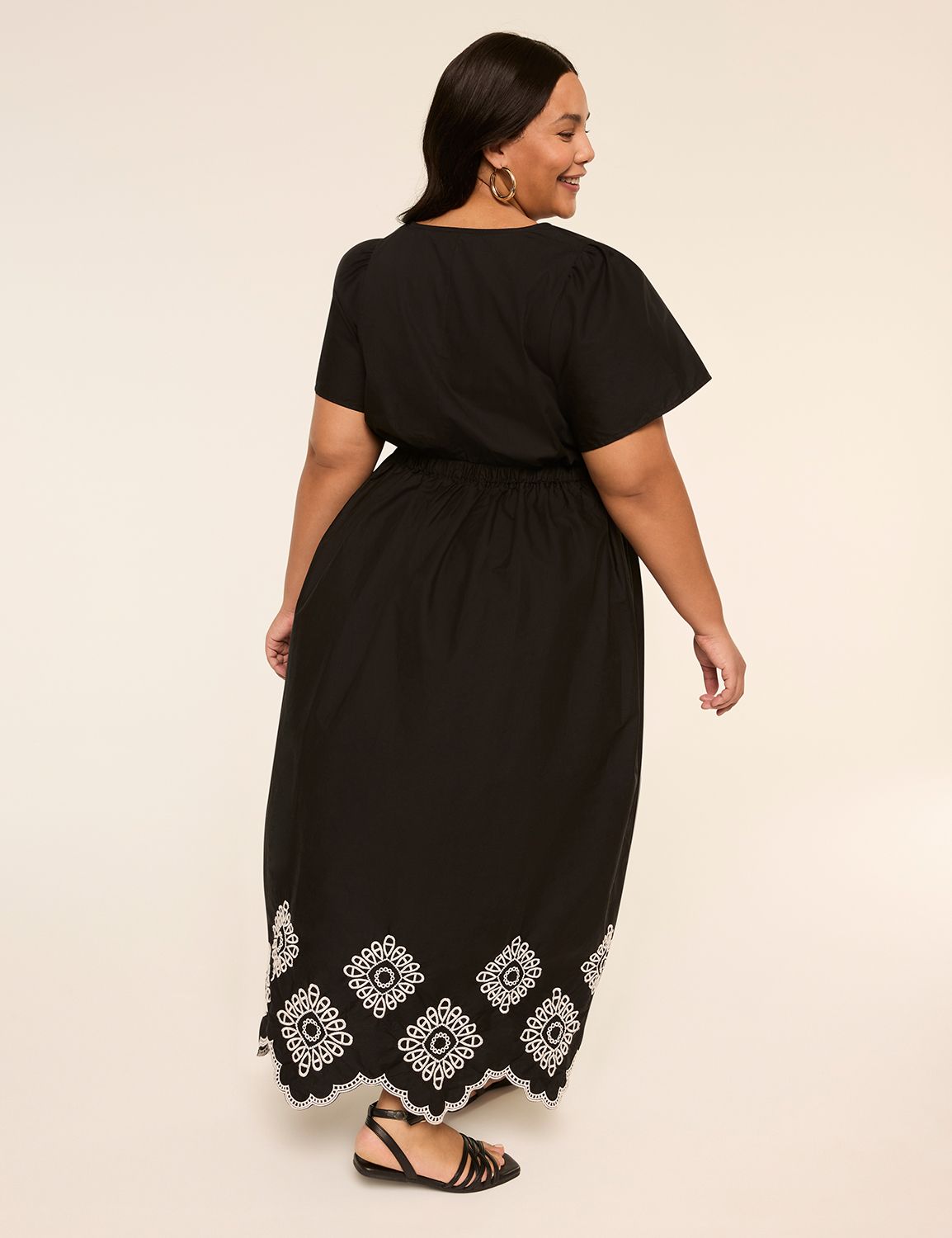 Flutter-Sleeve V-Neck Maxi Dress