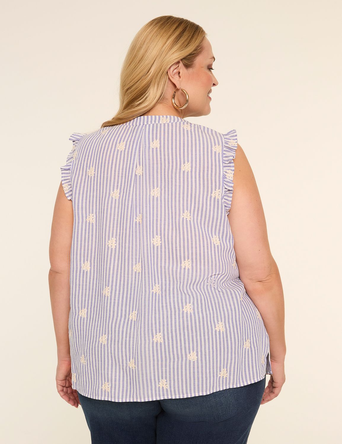 Embroidered Flower Flutter-Sleeve Top