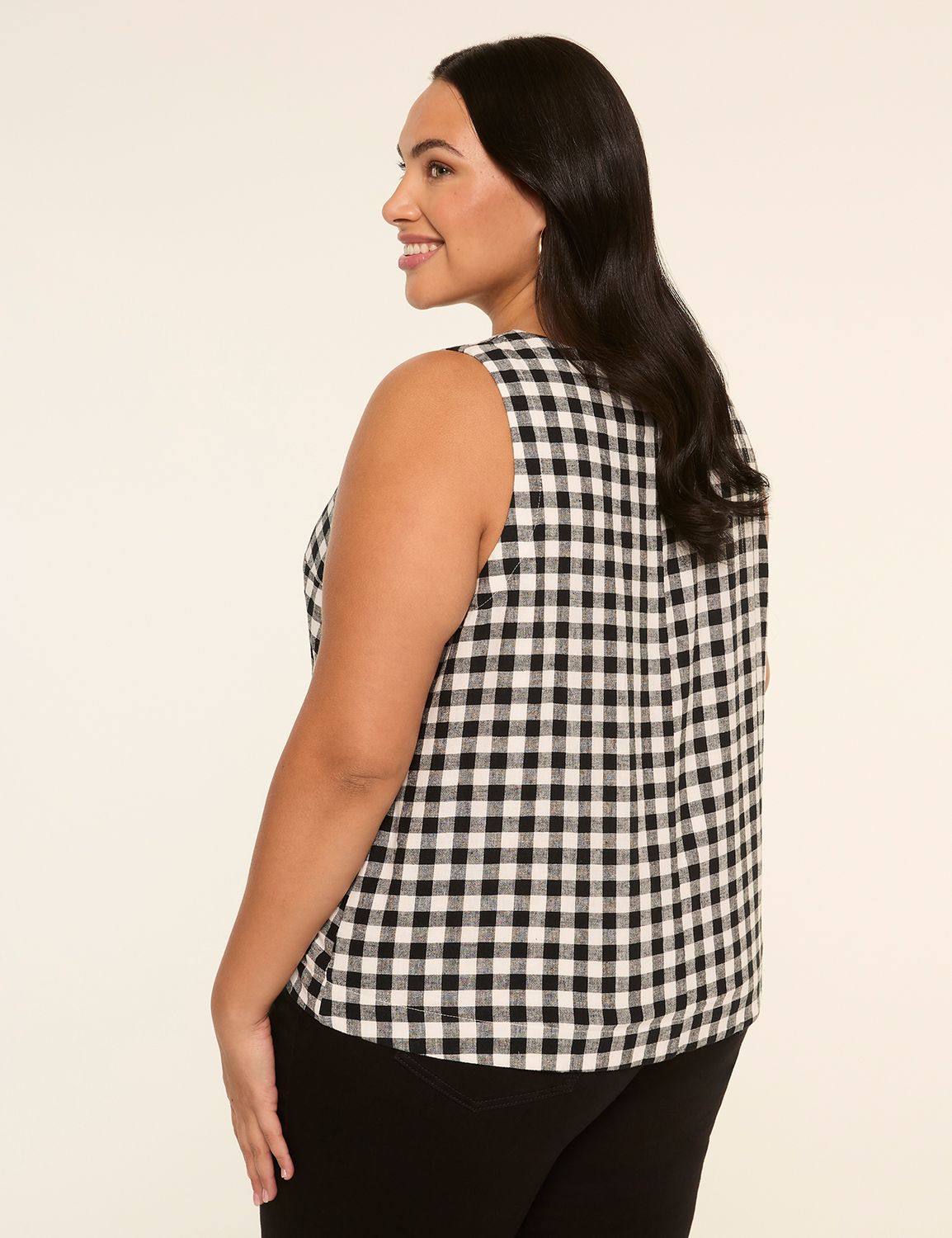 Gingham Tailored Linen Vest