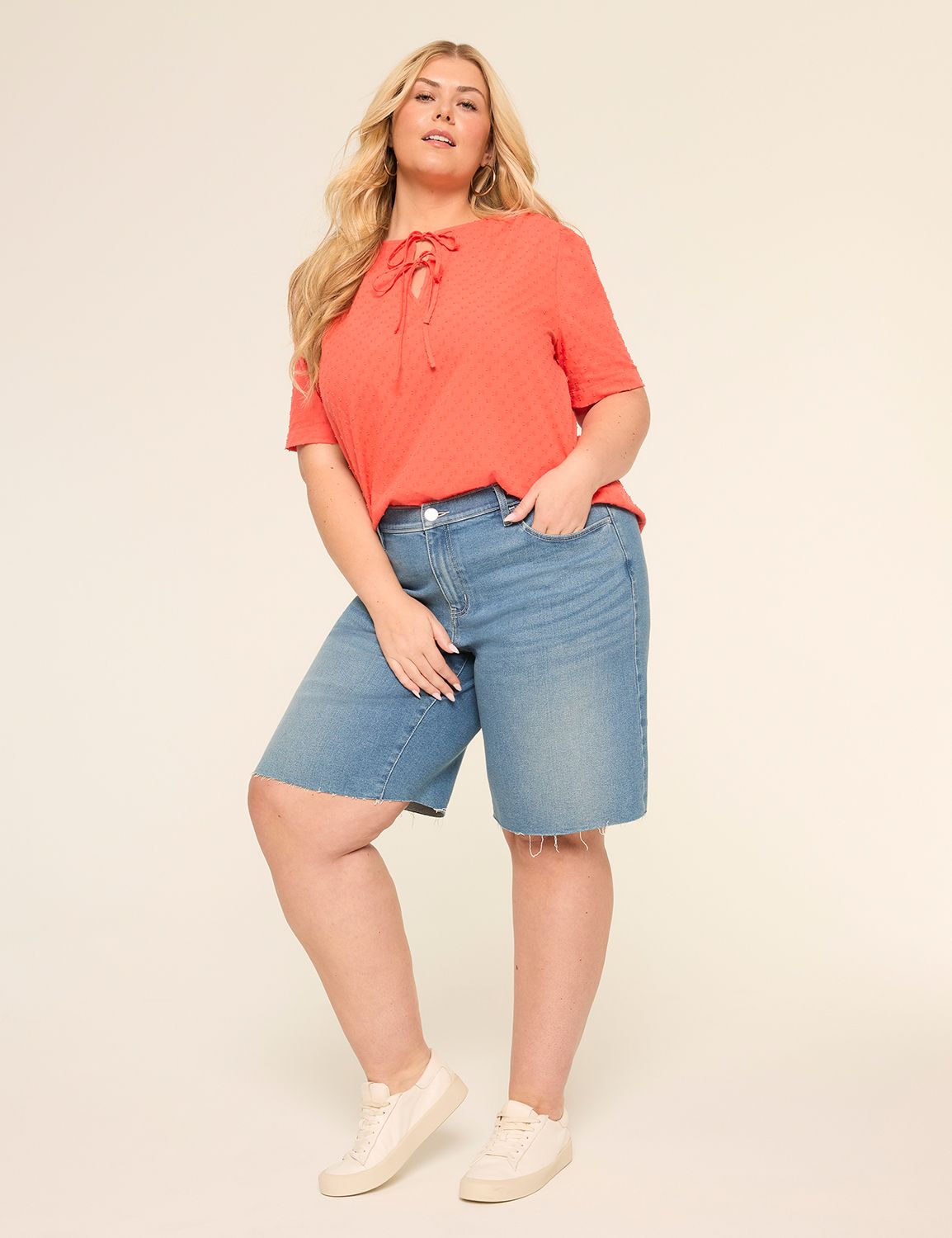 Classic SS Tie Neck Popover Blouse Product Image 3