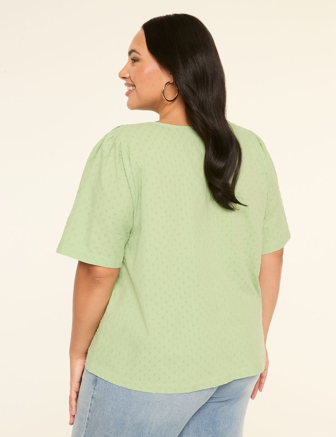 Short-Sleeve Tie-Neck Popover Blouse