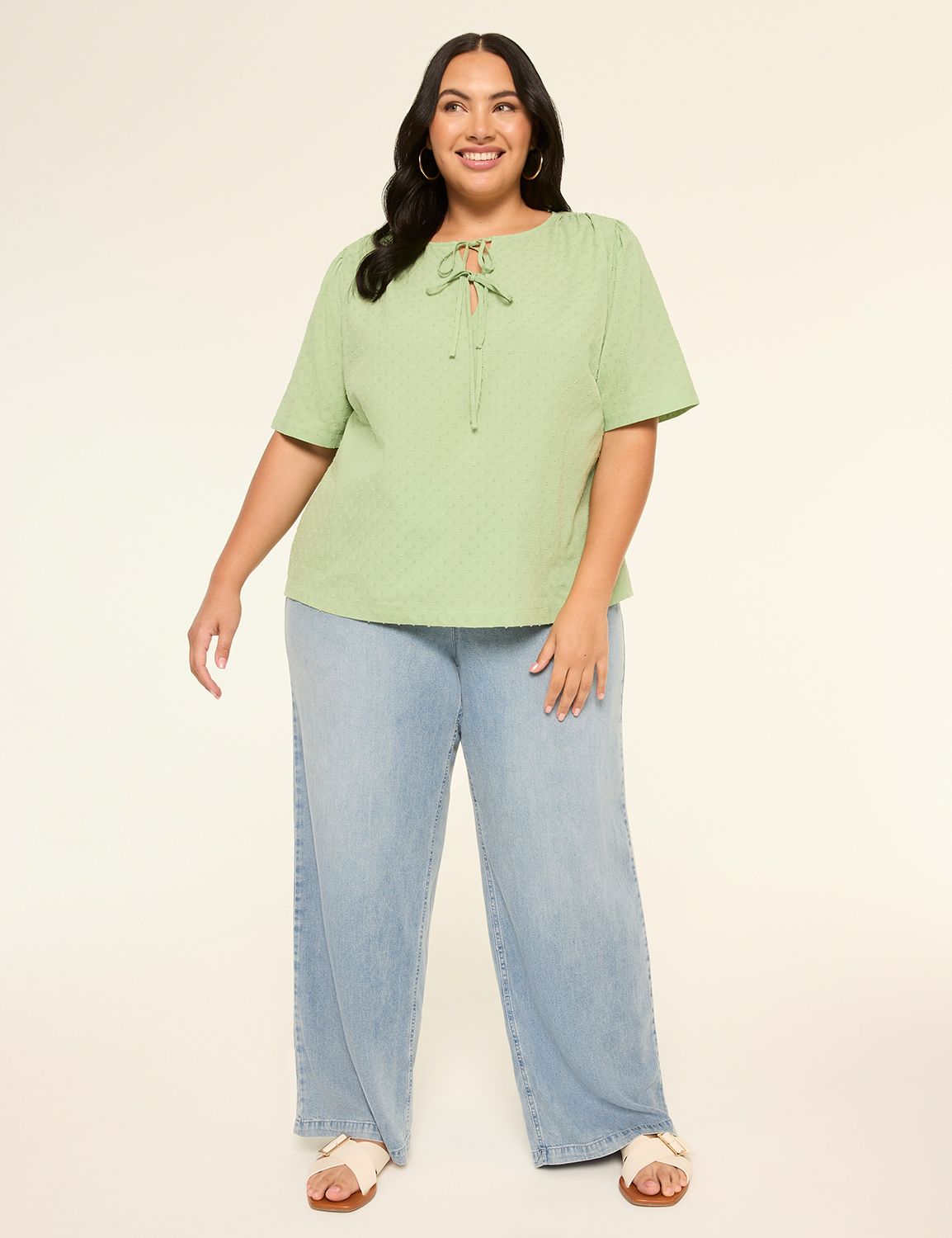Classic SS Tie Neck Popover Blouse Product Image 3