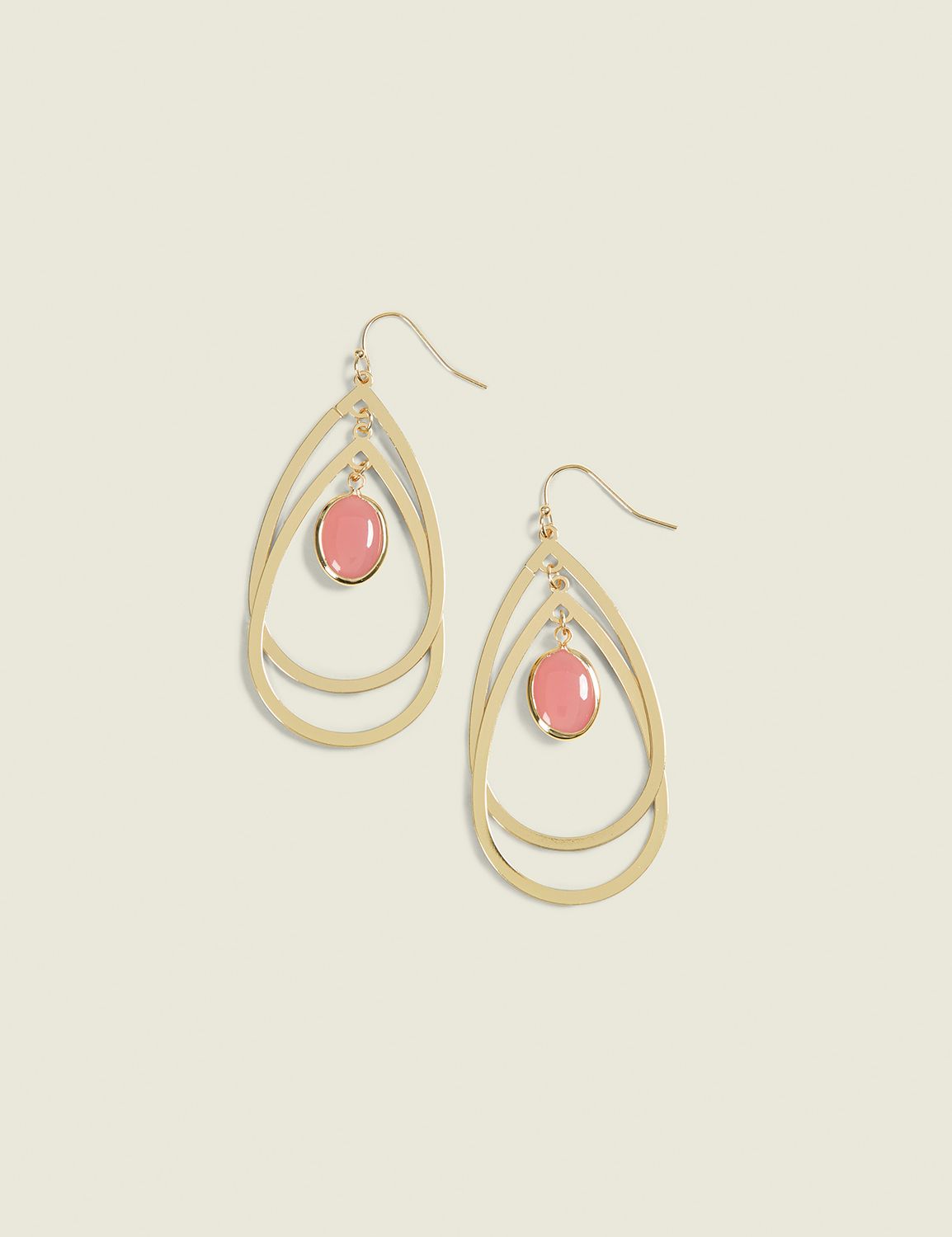Pink Cat's Eye Teardrop Earrings
