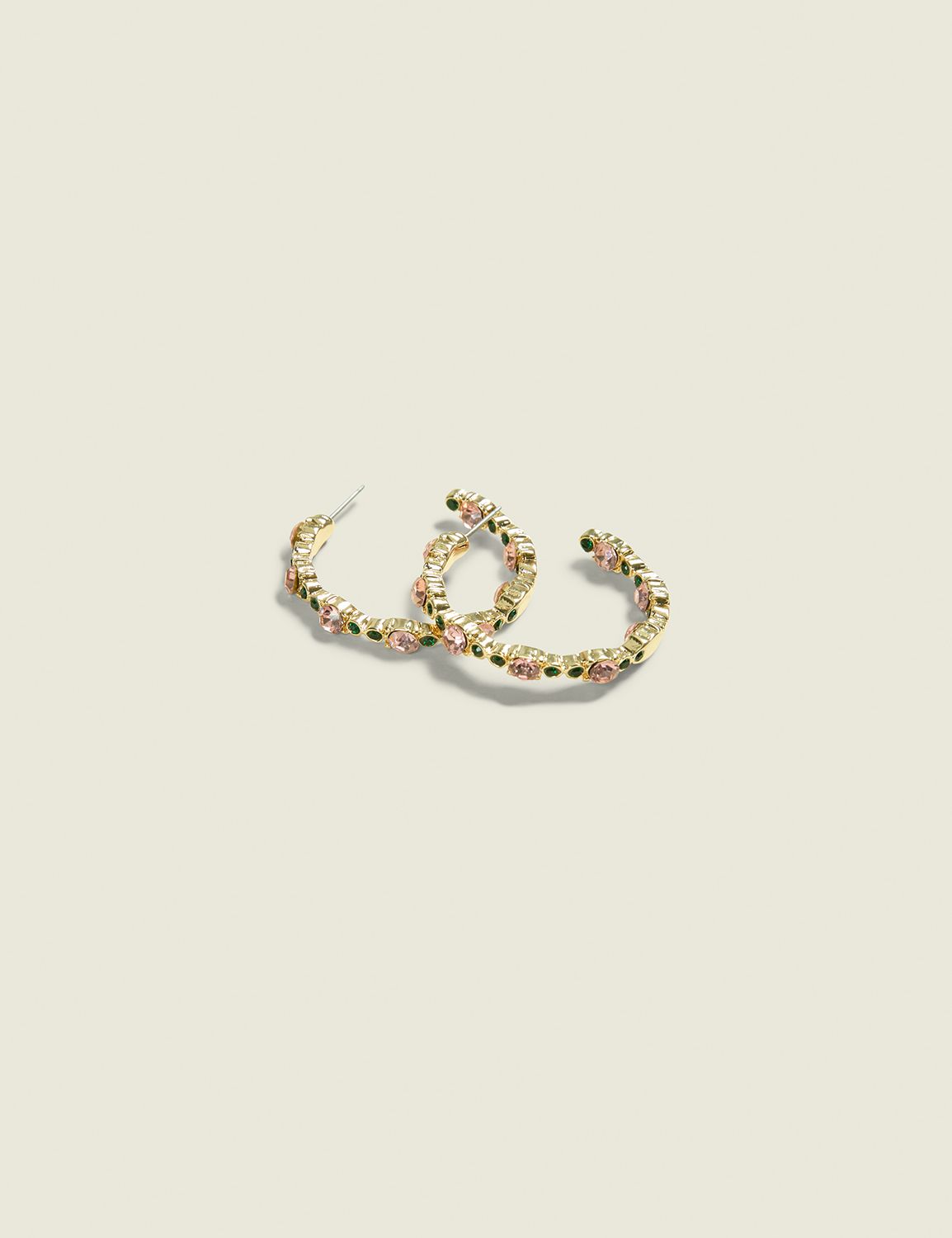 Pink & Green Gem Hoop Earring Product Image 1