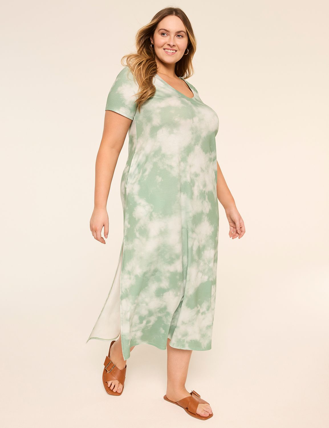 Short-Sleeve V-Neck Maxi T-Shirt Dress