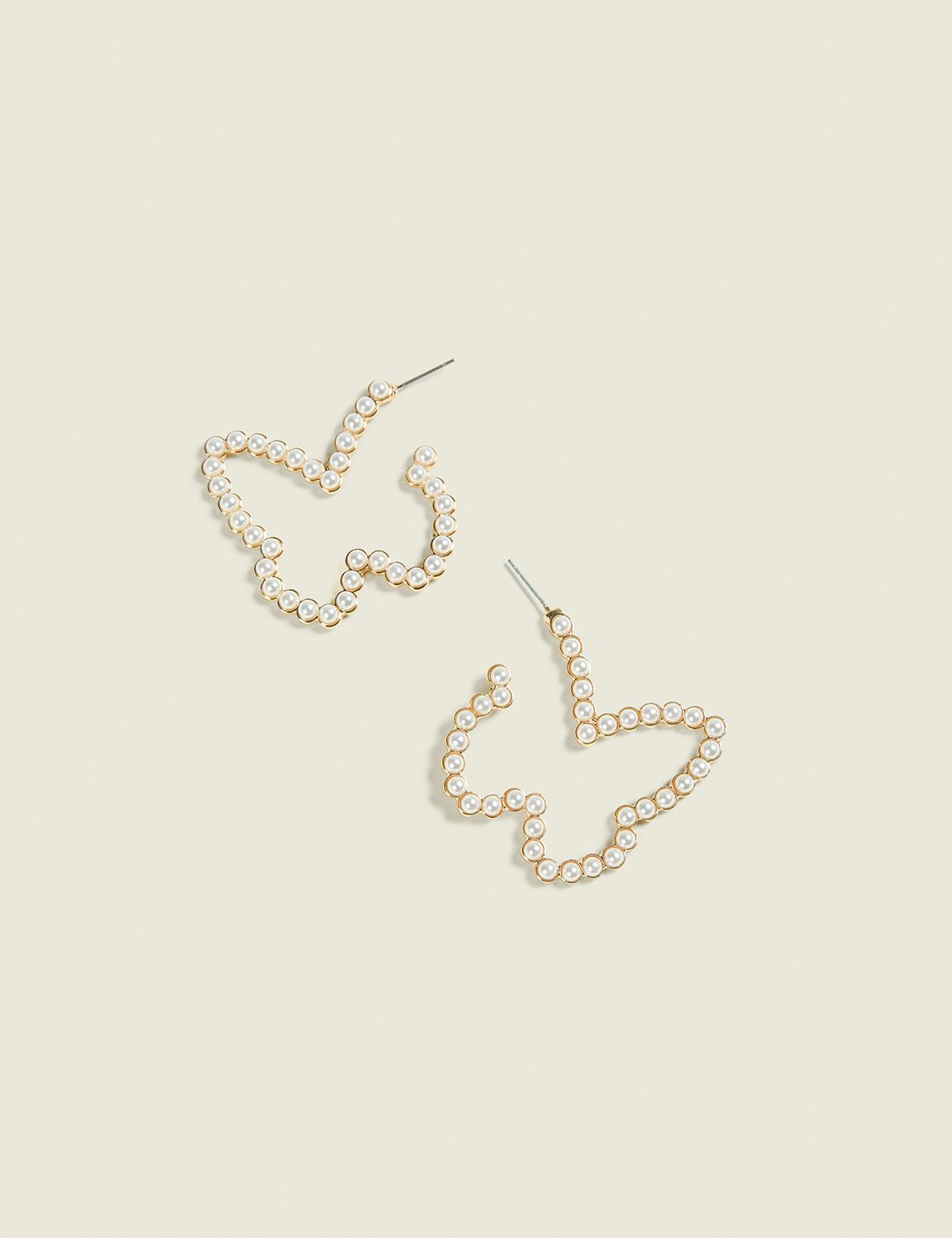 Pearl Detail Butterfly-Shaped Earrings