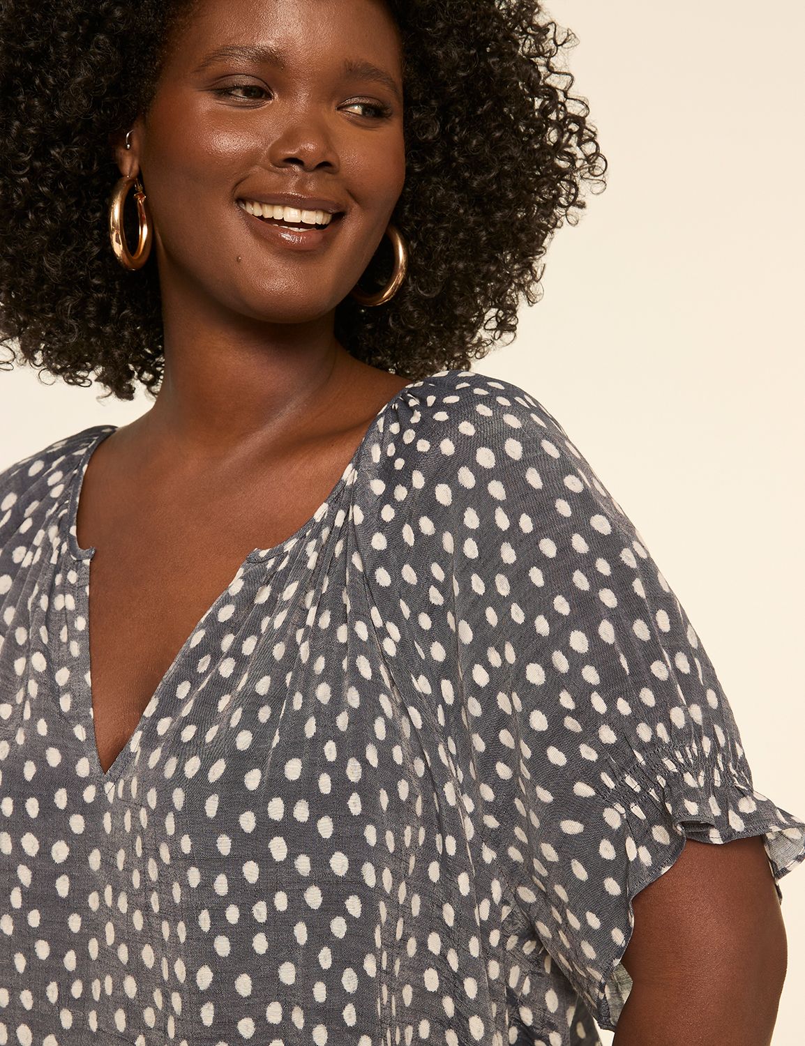 Short-Sleeve Notch-Neck Popover Blouse | LaneBryant