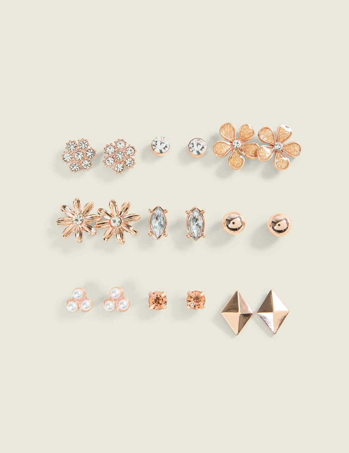 Floral & Peach-Toned Earrings 9-Pack