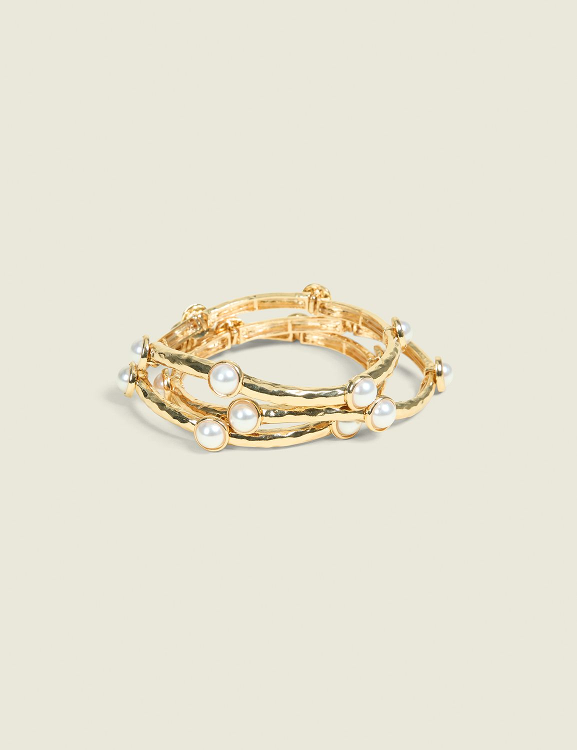 Goldtone & Pearlized Stretch Bracelet Set