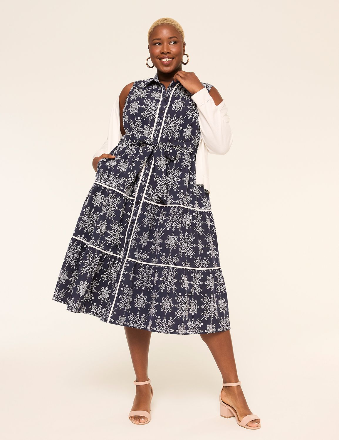 Sleeveless Tiered Shirt Dress