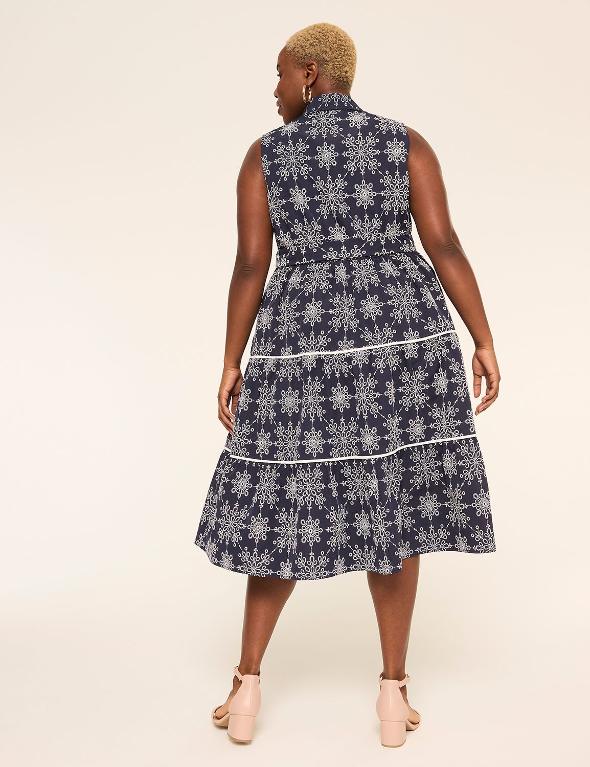Sleeveless Tiered Shirt Dress