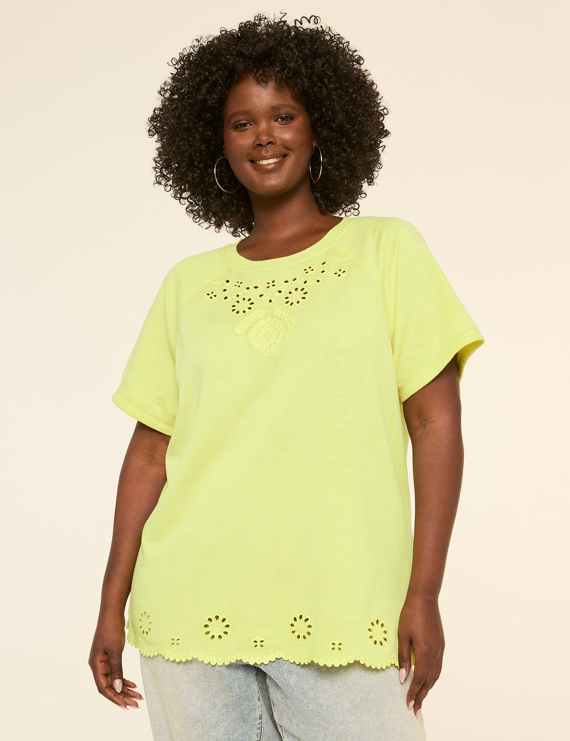 Embroidered Crew-Neck Top