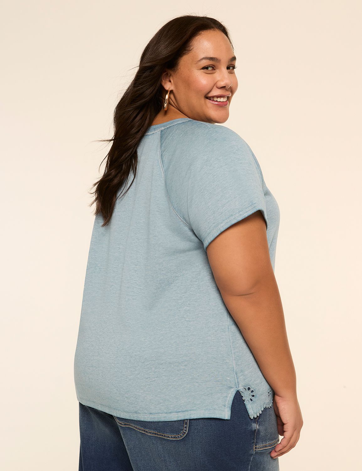 Embroidered Crew-Neck Top
