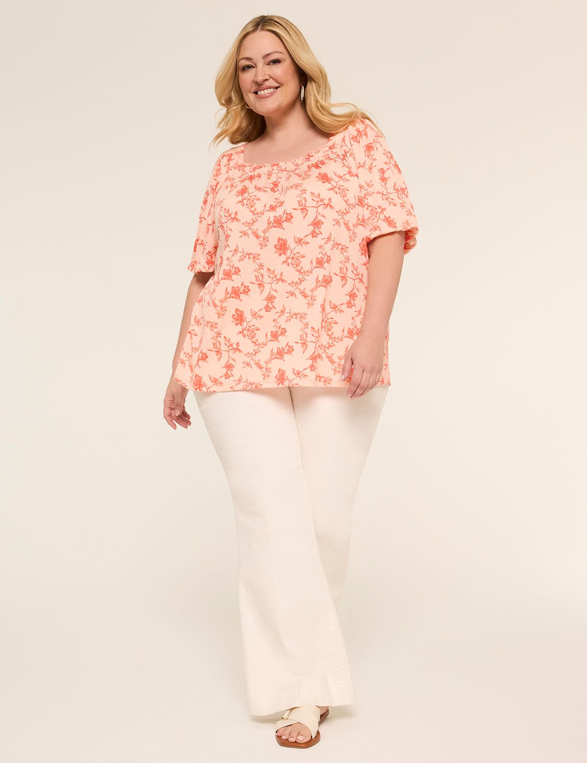 Bubble Short Sleeve Square Neck Smo Product Image 3