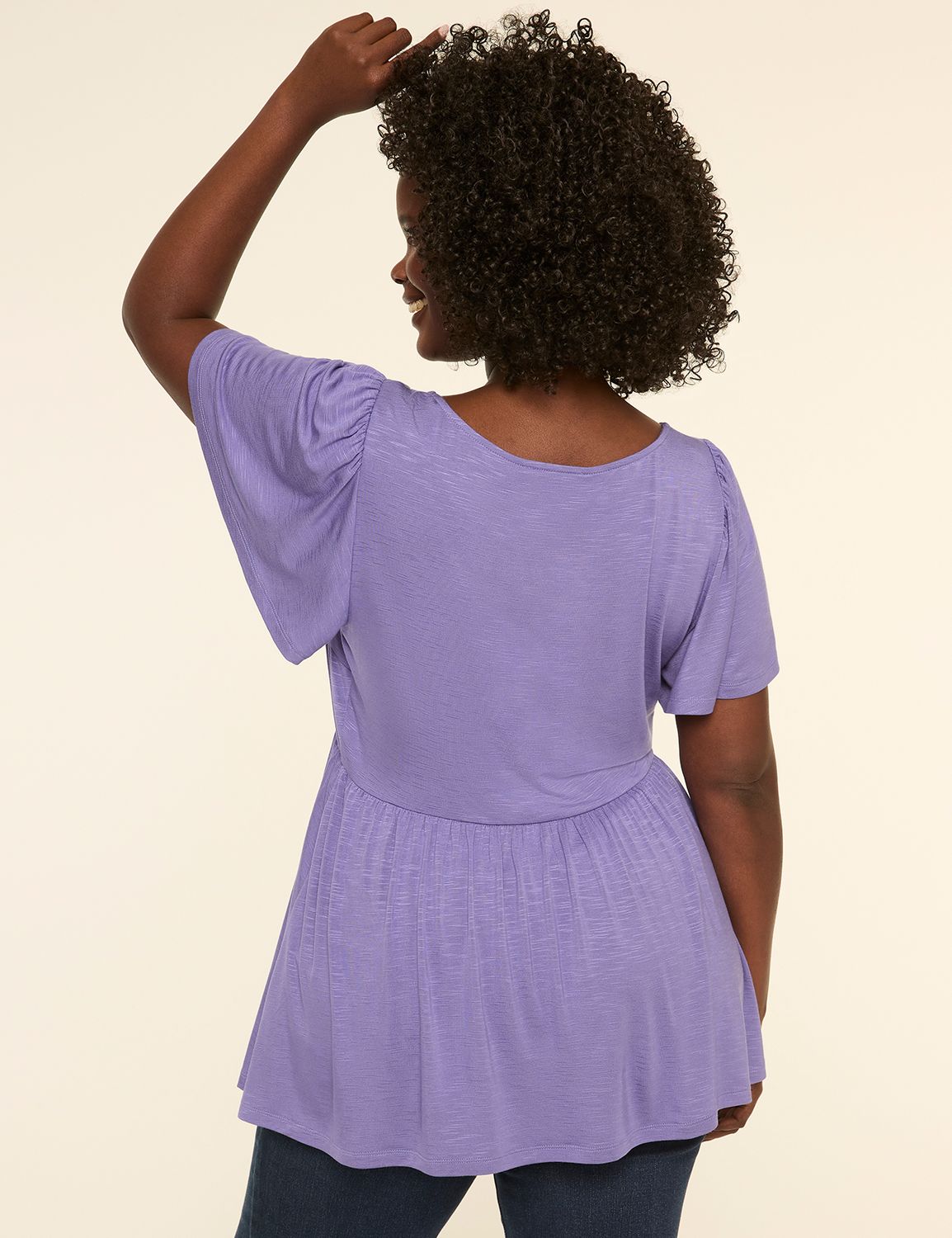 Swing Flutter-Sleeve Sweetheart Top