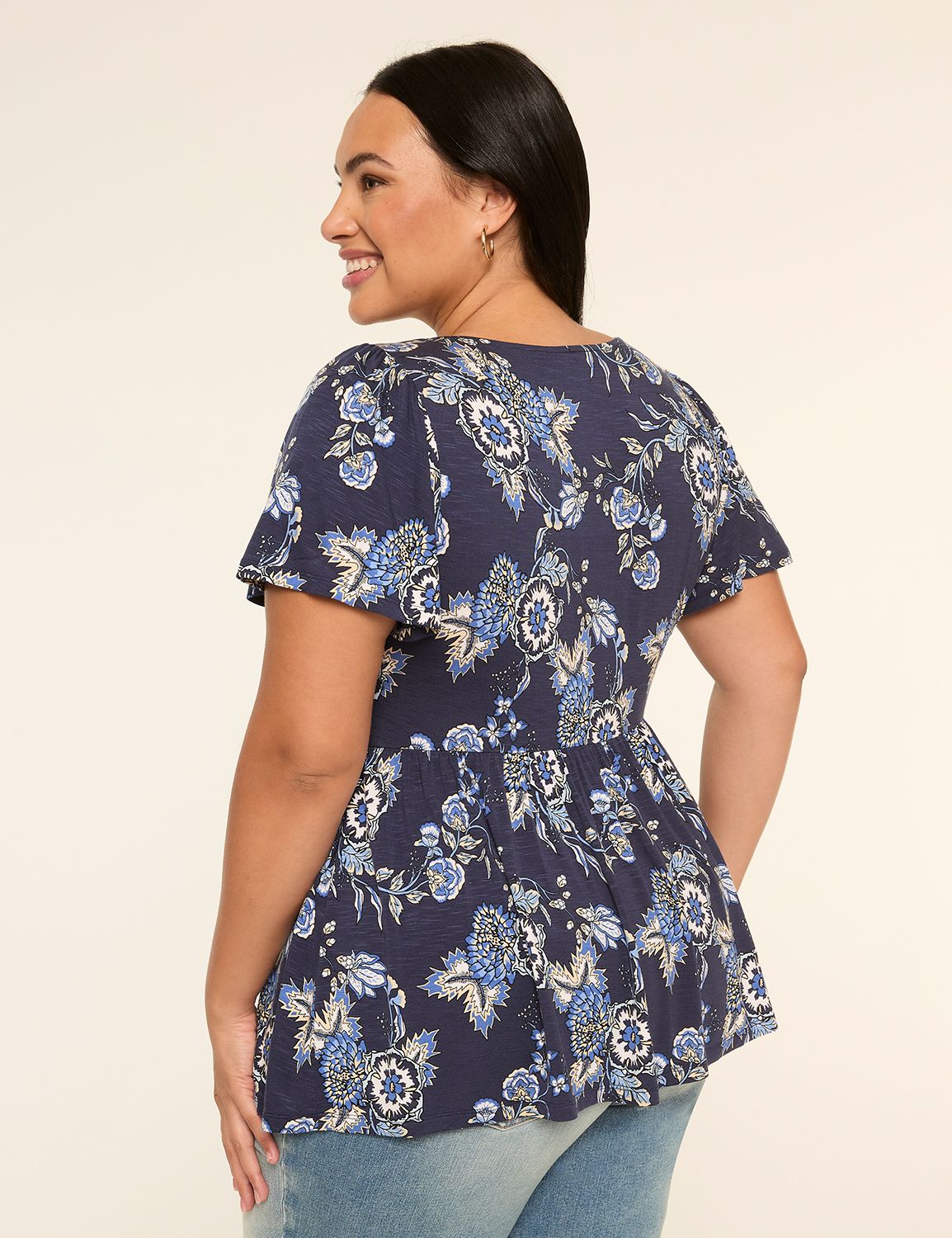 Swing Flutter-Sleeve Sweetheart Top