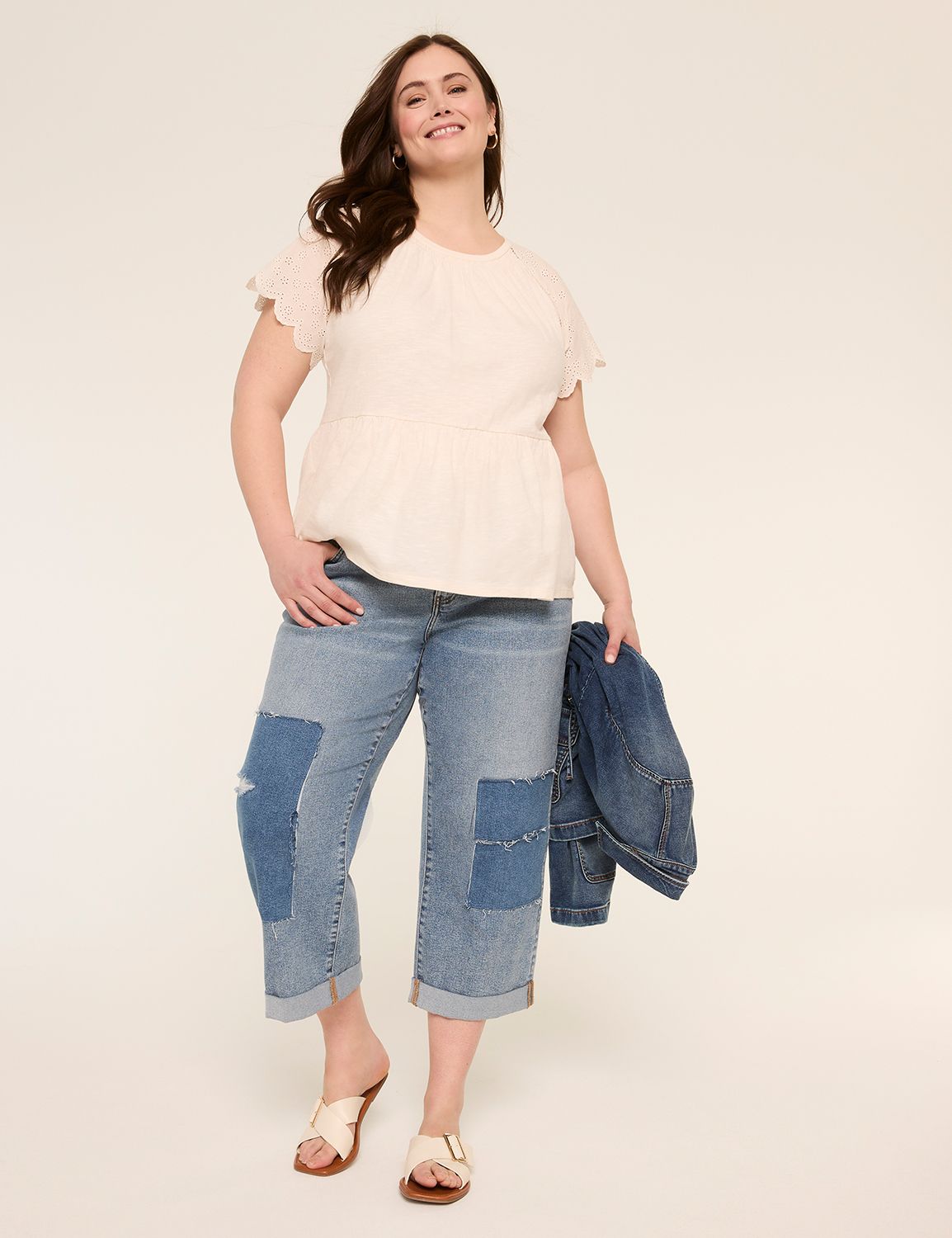 Short Sleeve Novelty Trim Shirred C Product Image 3