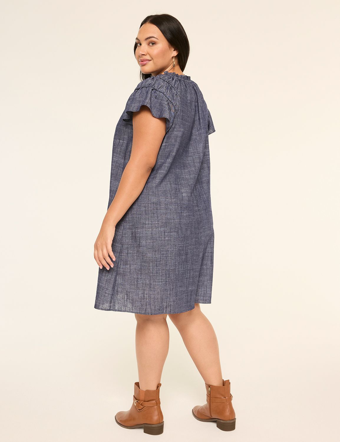 Ruffle Tie-Neck Short Dress