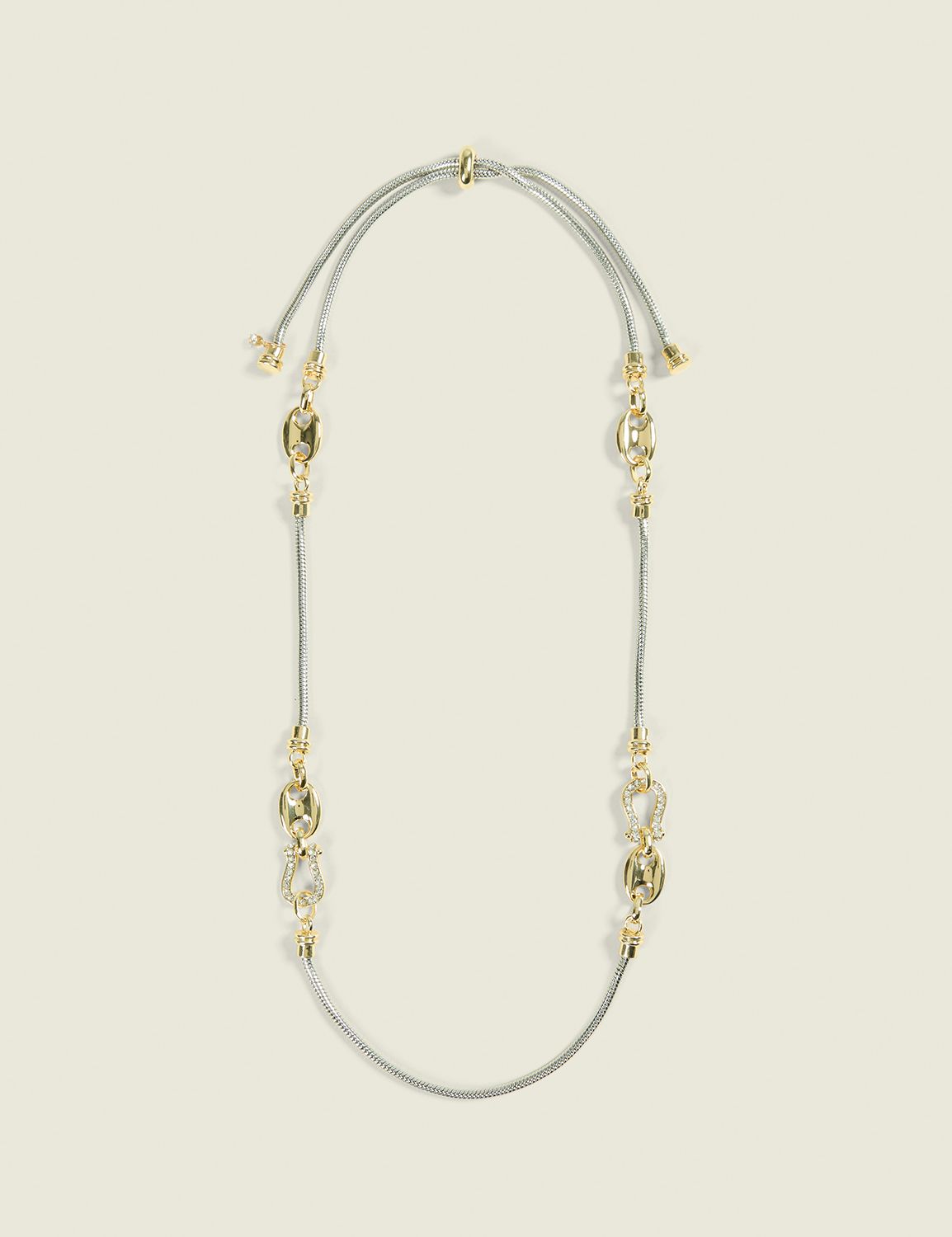 Mixed Metal Cable-Linked Necklace