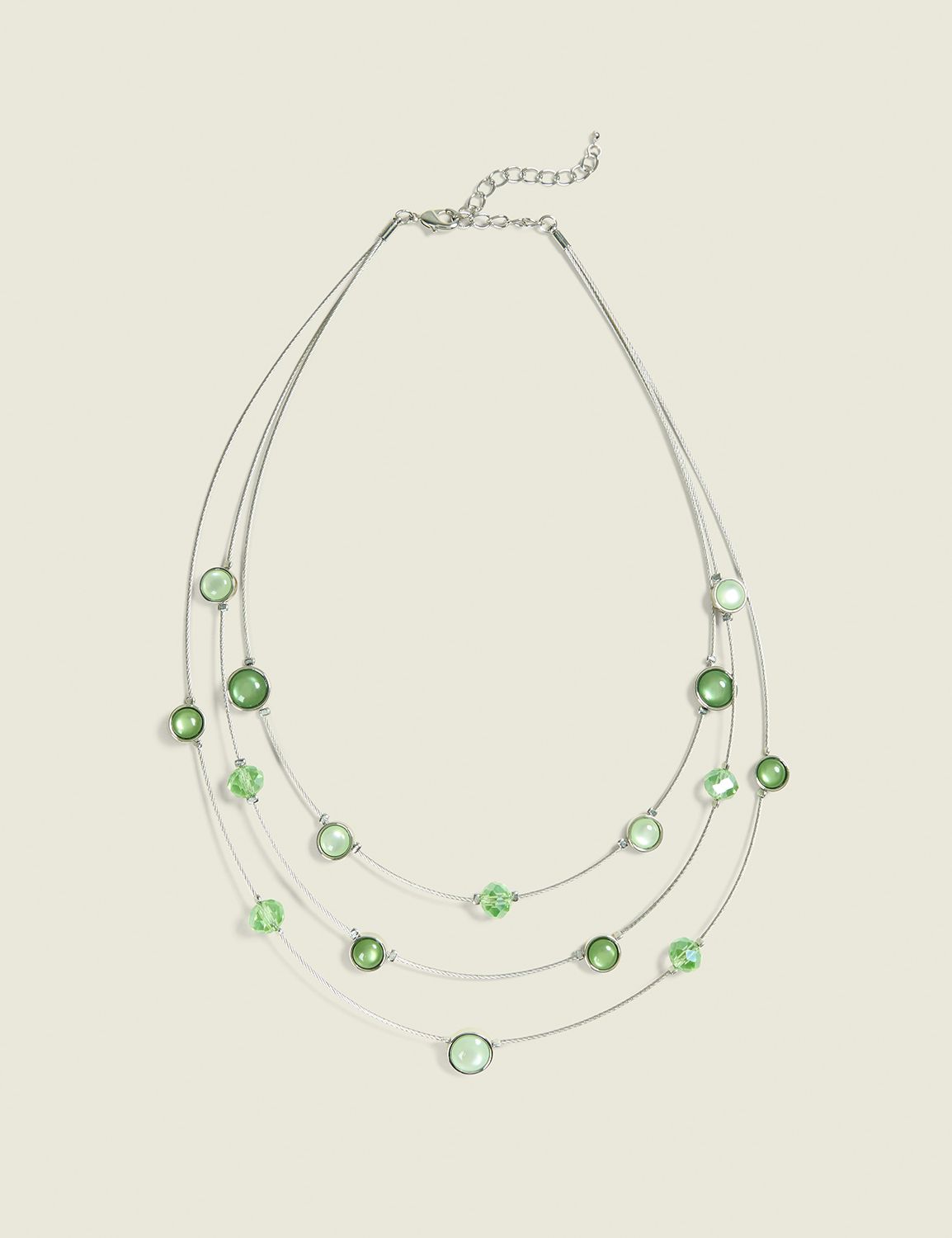 Green Beaded Multi-Row Necklace