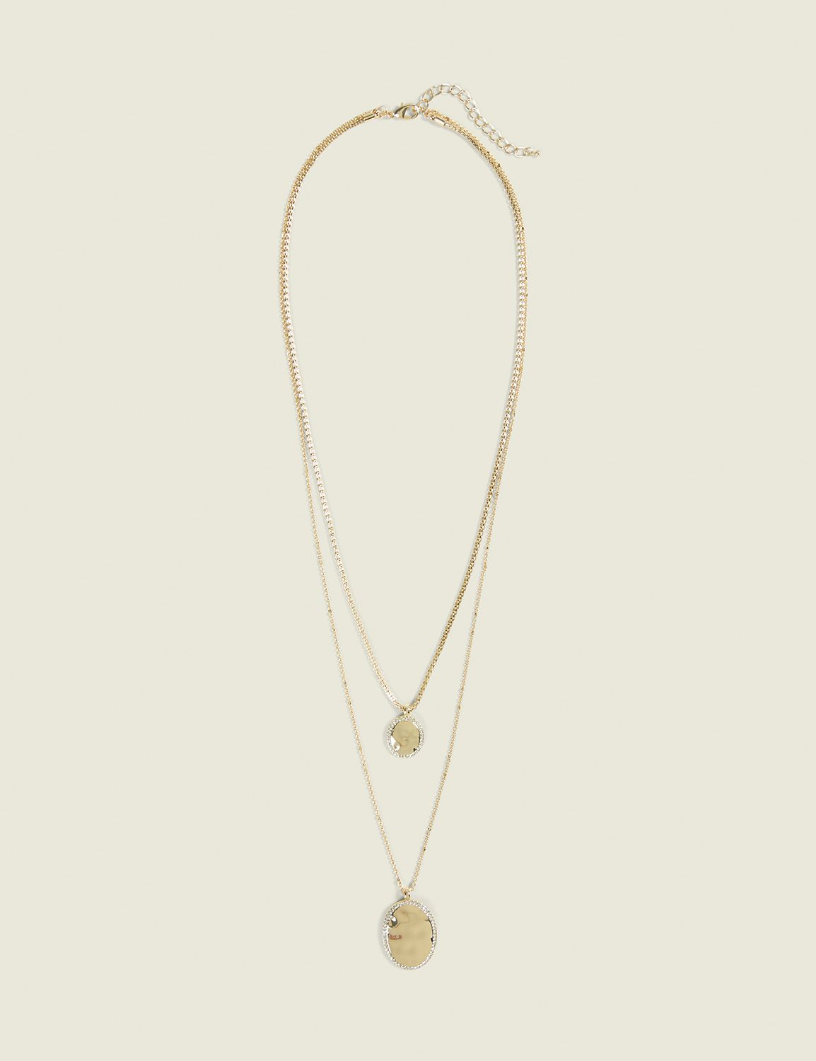 Goldtone Oval & Pave Multi-Row Necklace