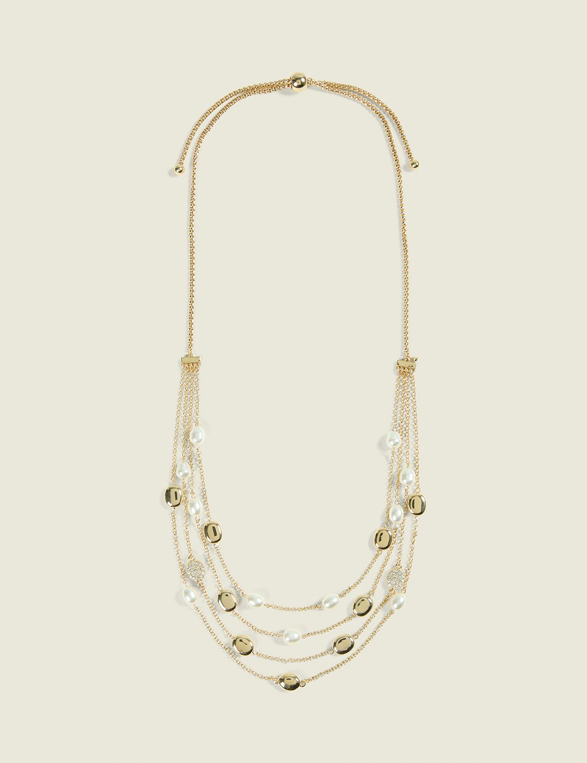 Goldtone & Pearlized Multi-Row Necklace