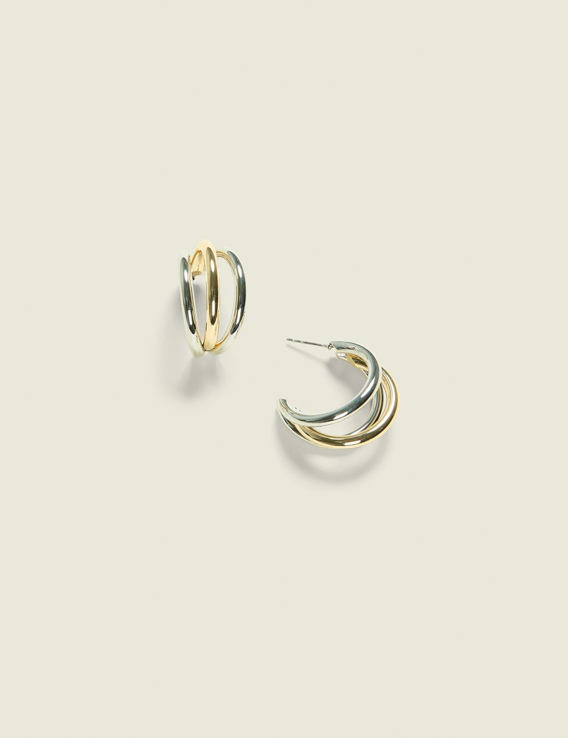 Mixed Metal Multi Hoop Earrings