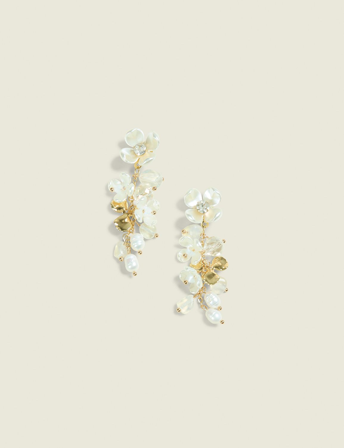 Floral Stone & Pearl Drop Earrings
