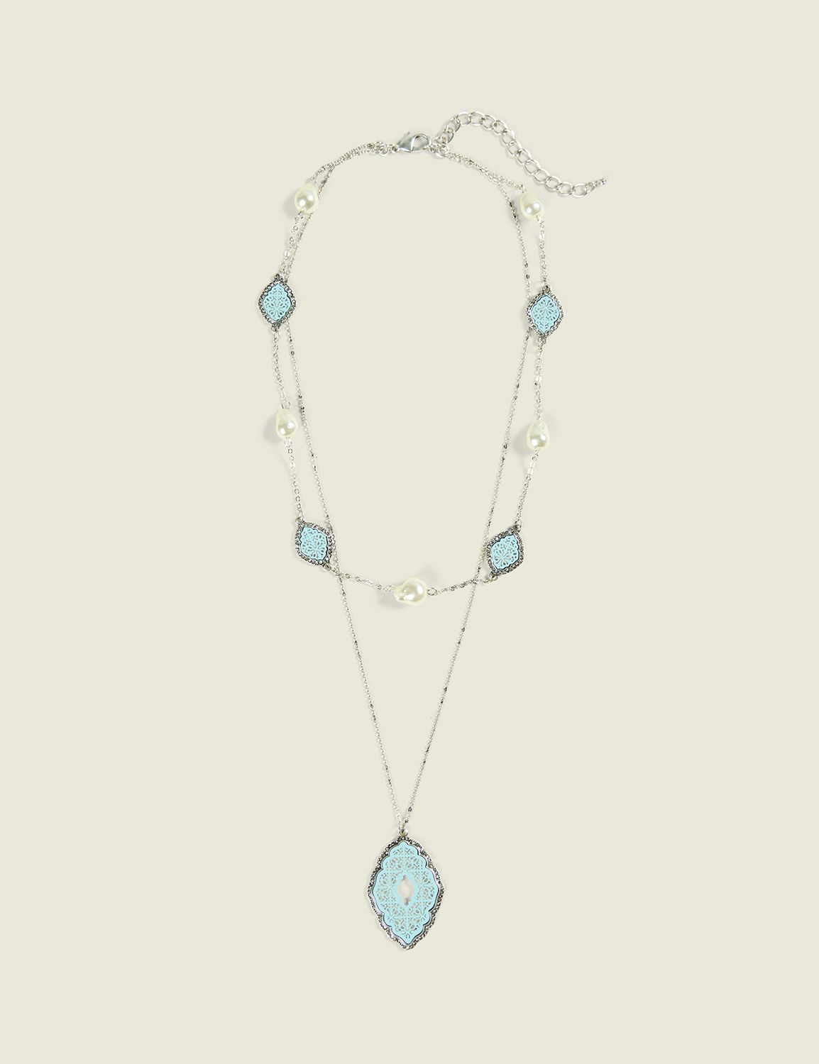 Blue Filigree Multi-Row Necklace