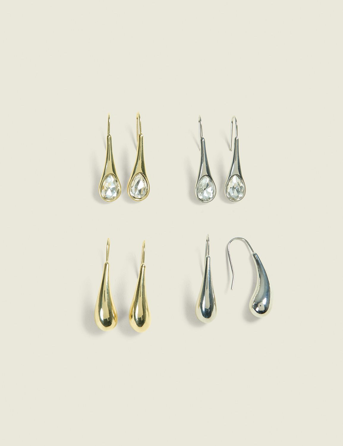 Mixed Metal Organic Drop Earrings 4-Pack