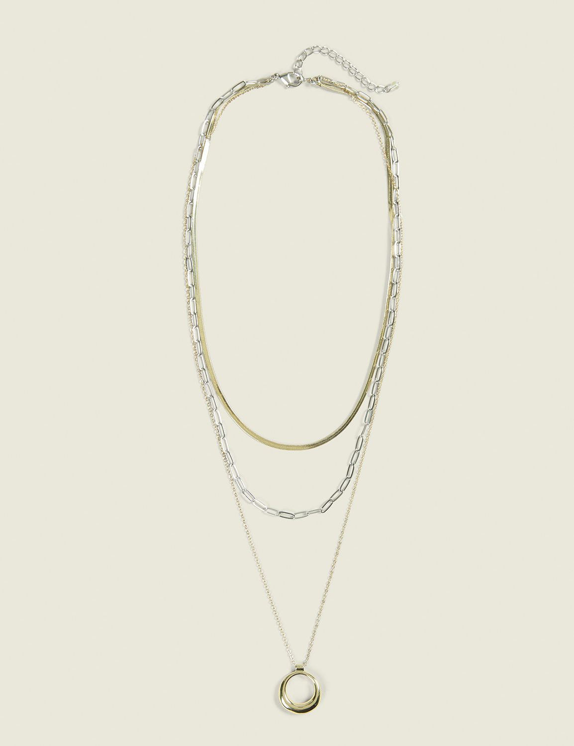 Mixed Metal Multi-Row Chain Necklace