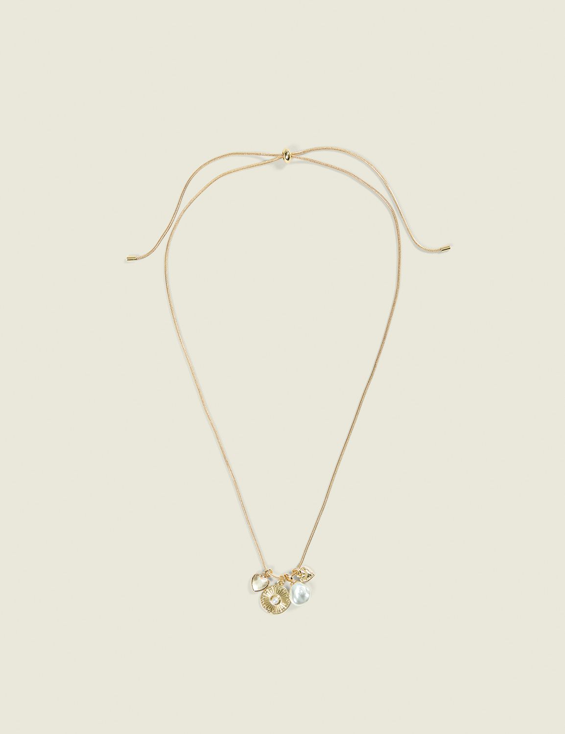 Gold Pull Chain Charm Necklace