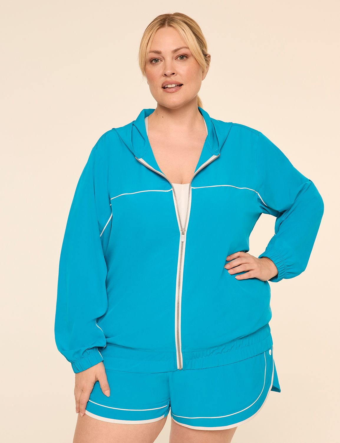 LIVI Full-Zip Hooded Stretch Woven Jacket