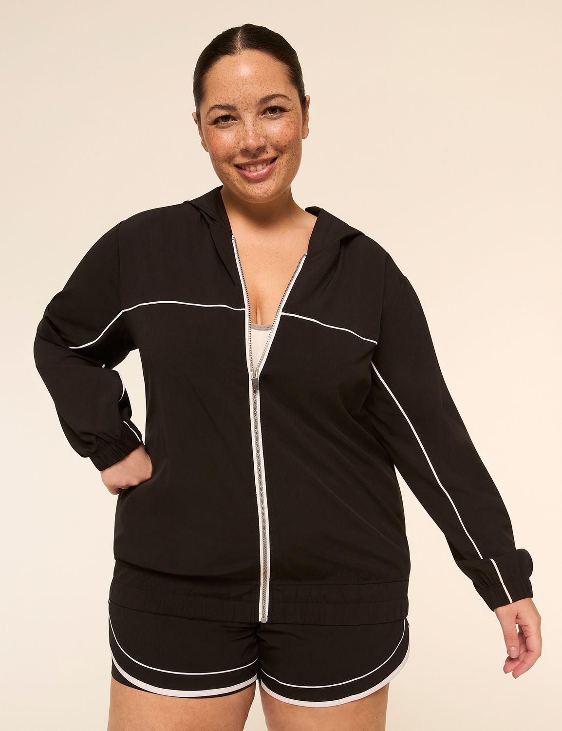LIVI Full-Zip Hooded Stretch Woven Jacket