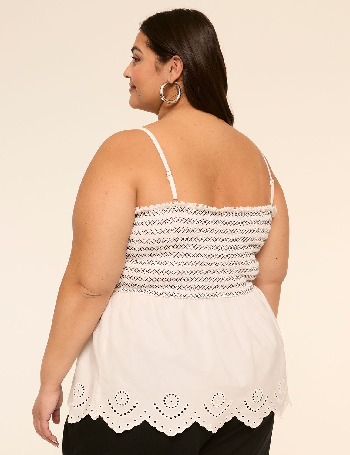 Smocked-Bodice Peplum Top