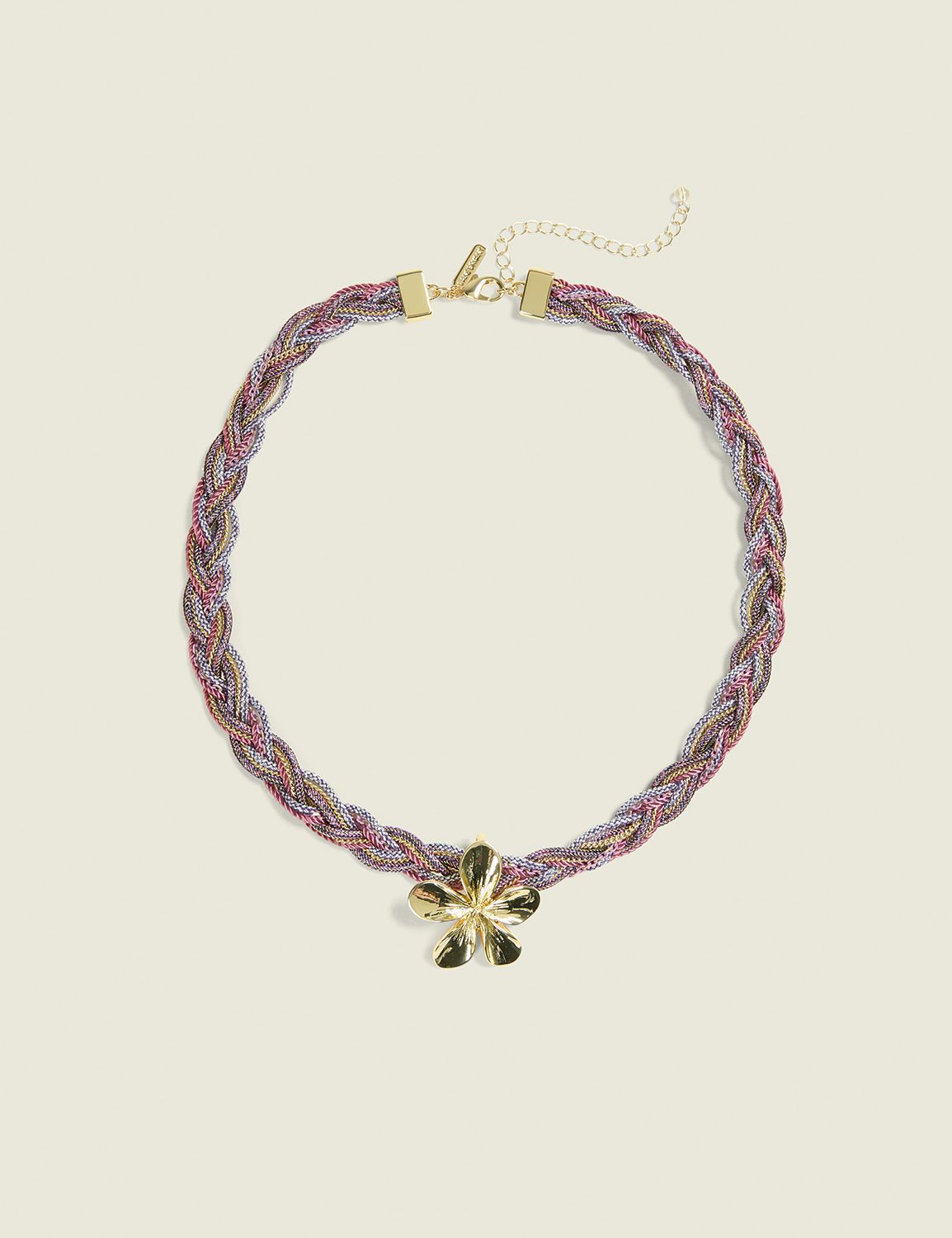 Braided Flower Statement Necklace