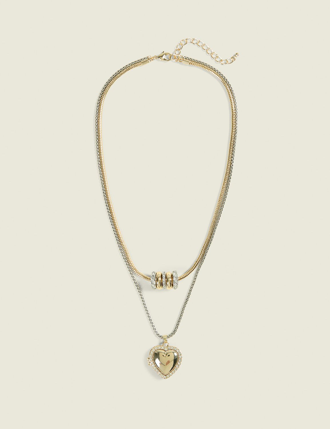 Mixed Metal Heart Pendant Necklace