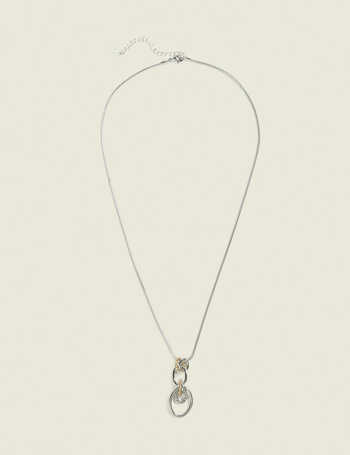 Mixed Metal Chain Link Pendant Necklace