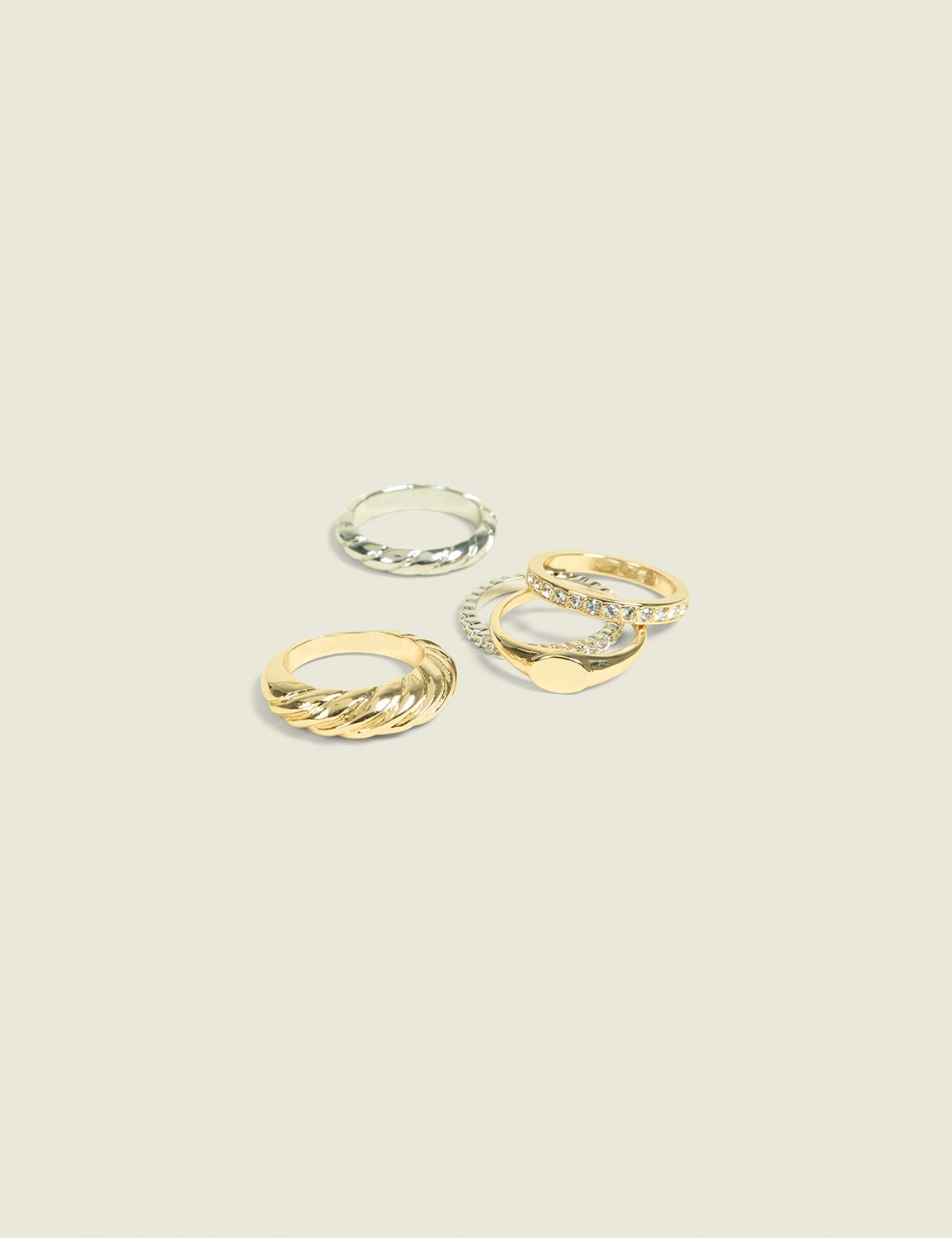 Textured Mixed Metal Ring Stack