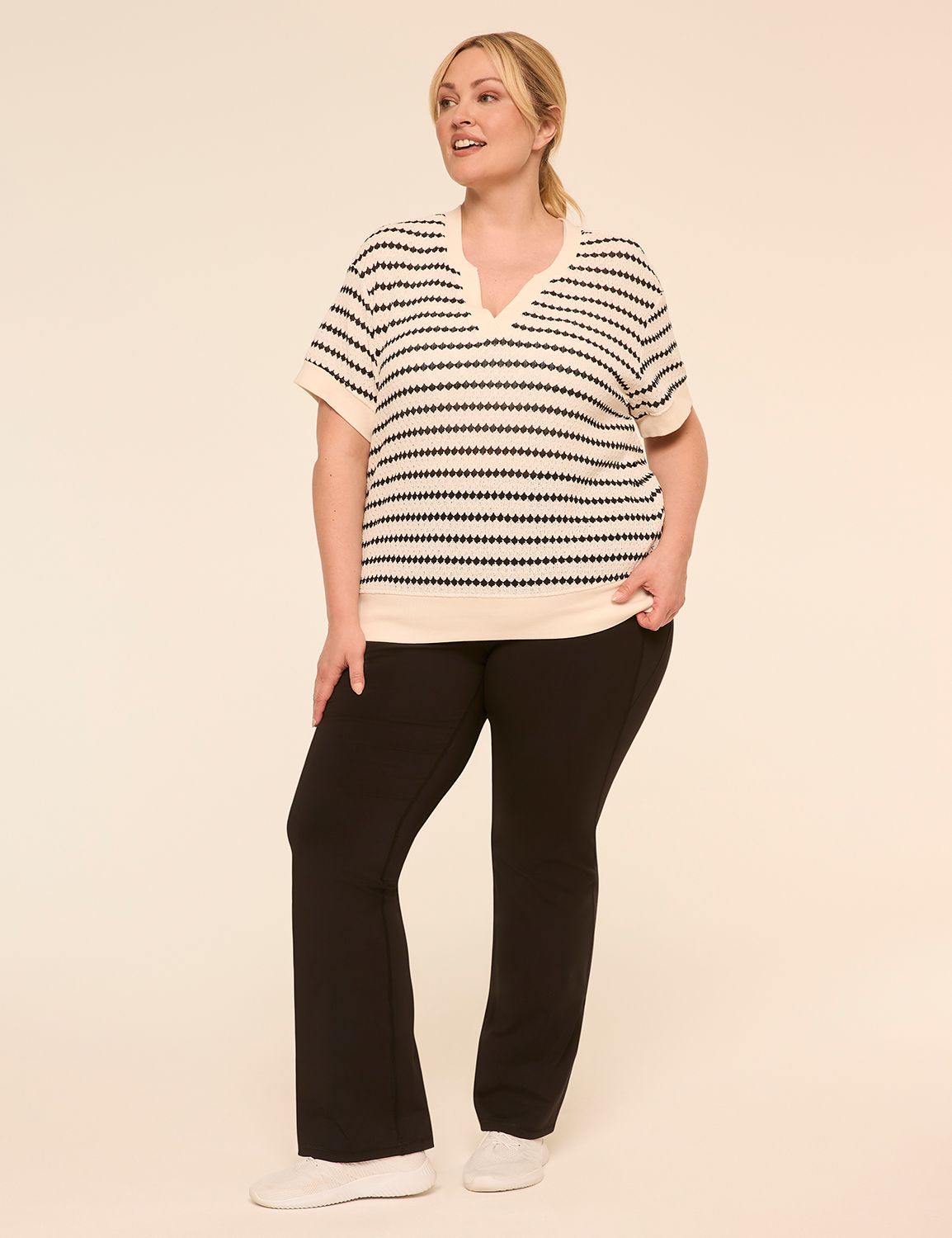 LIVI Elbow Sleeve V-Notch Neckline Product Image 3