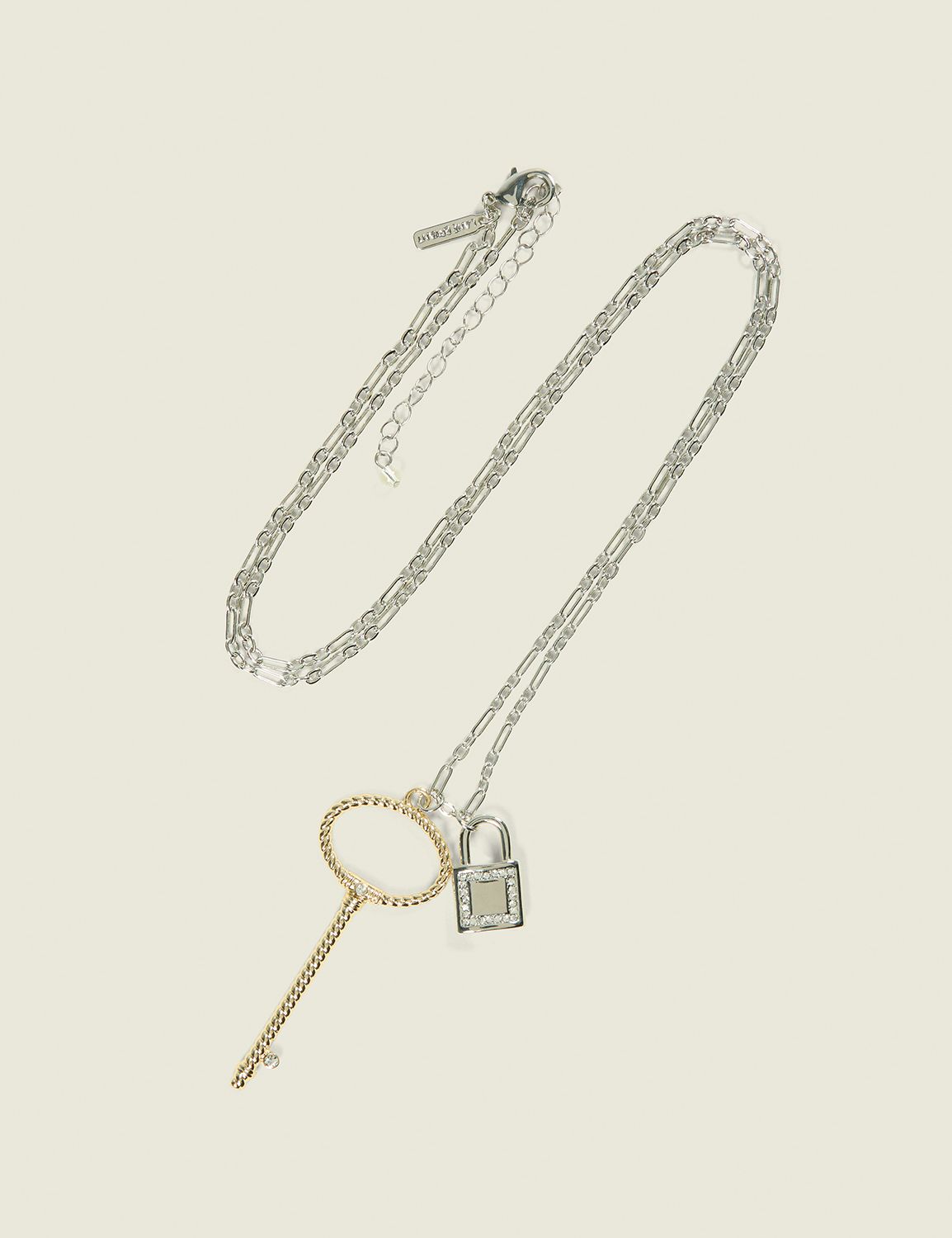 Lock & Key Long Pendant Necklace