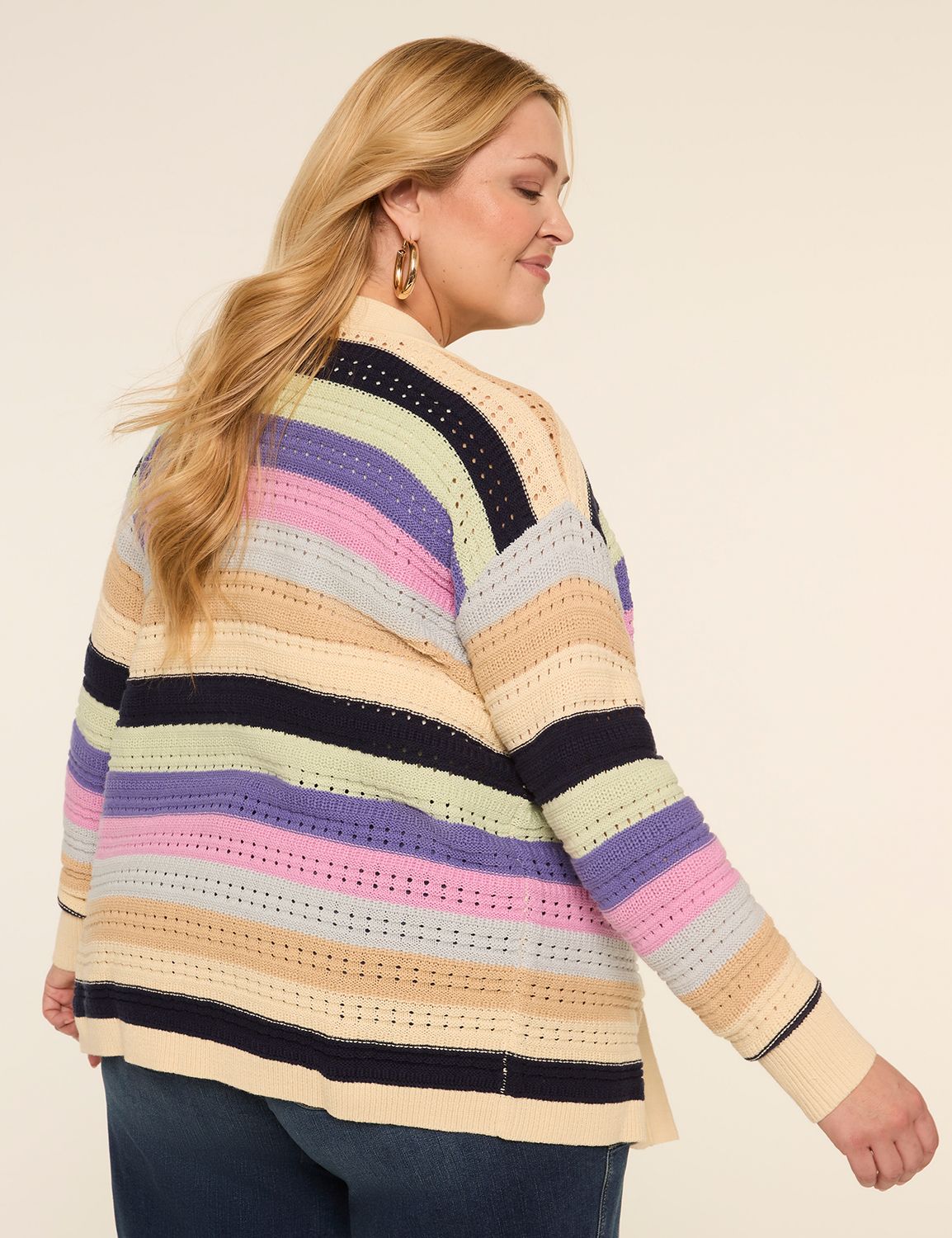 Striped Open-Front Cardigan