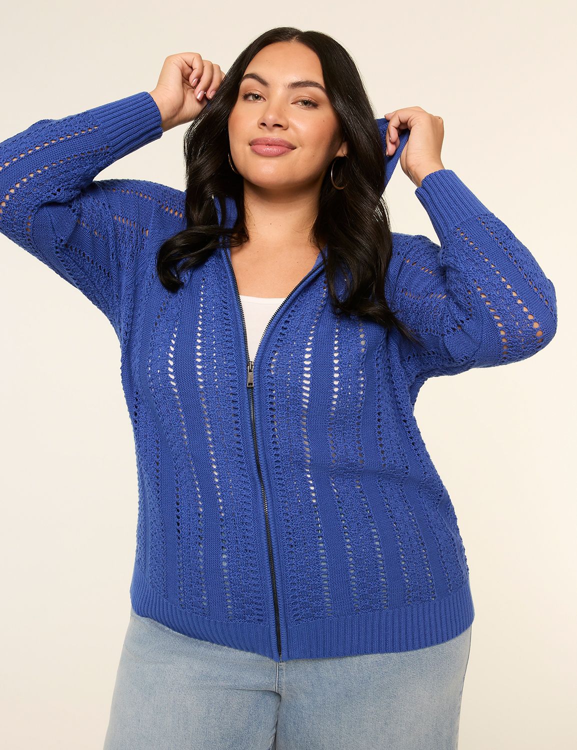Classic Long Sleeve Pointelle Zip S Product Image 1