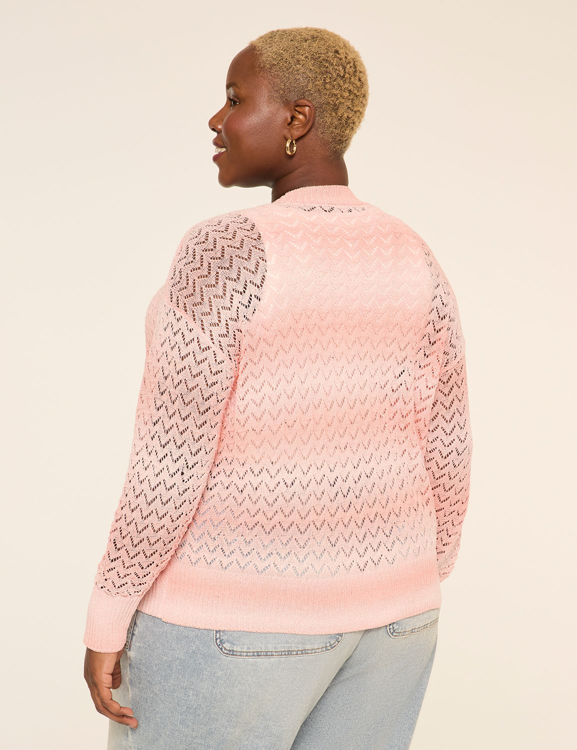 Pointelle-Stitched Open-Front Cardigan