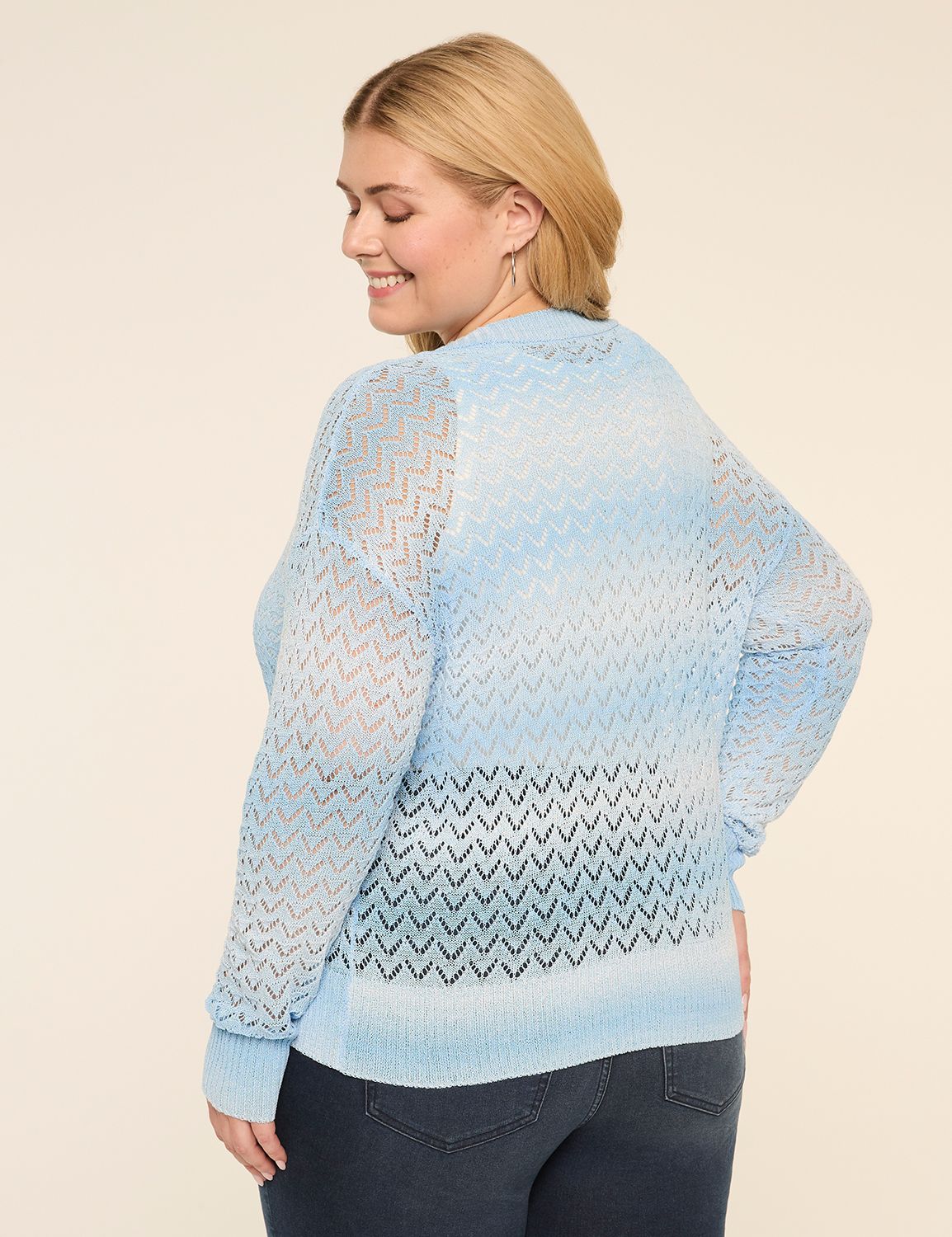 Pointelle-Stitched Open-Front Cardigan