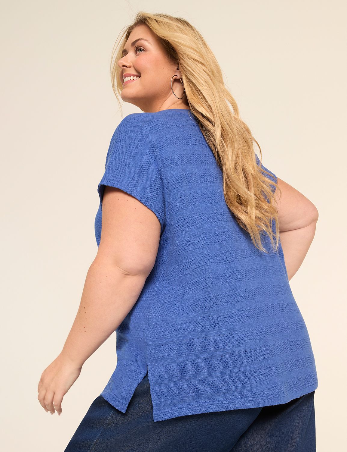 Dolman Cap-Sleeve V-Neck Top