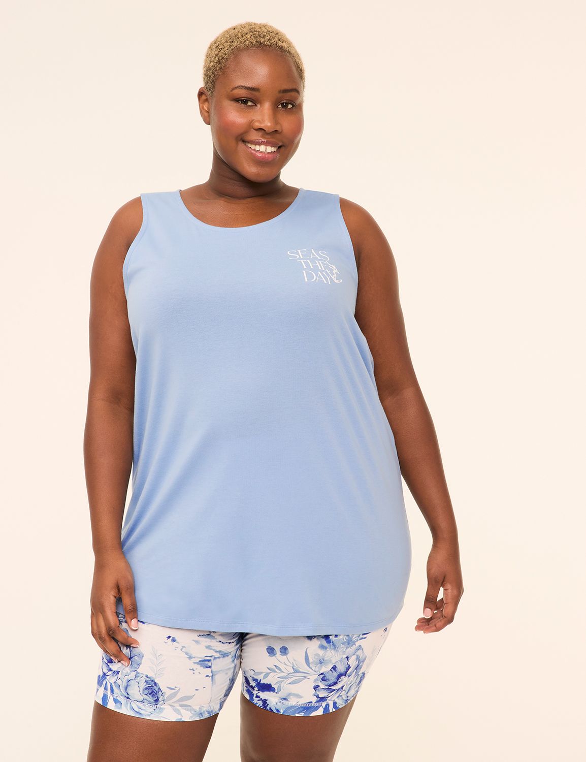 Comfy Cotton Tunic Tank & Bike Short PJ Set