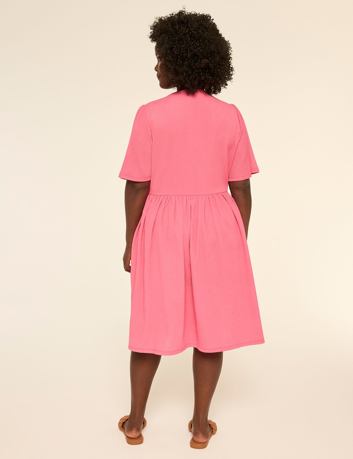 VNECK SMOCKED BODICE FLUTTER SLEEVE Product Image 2