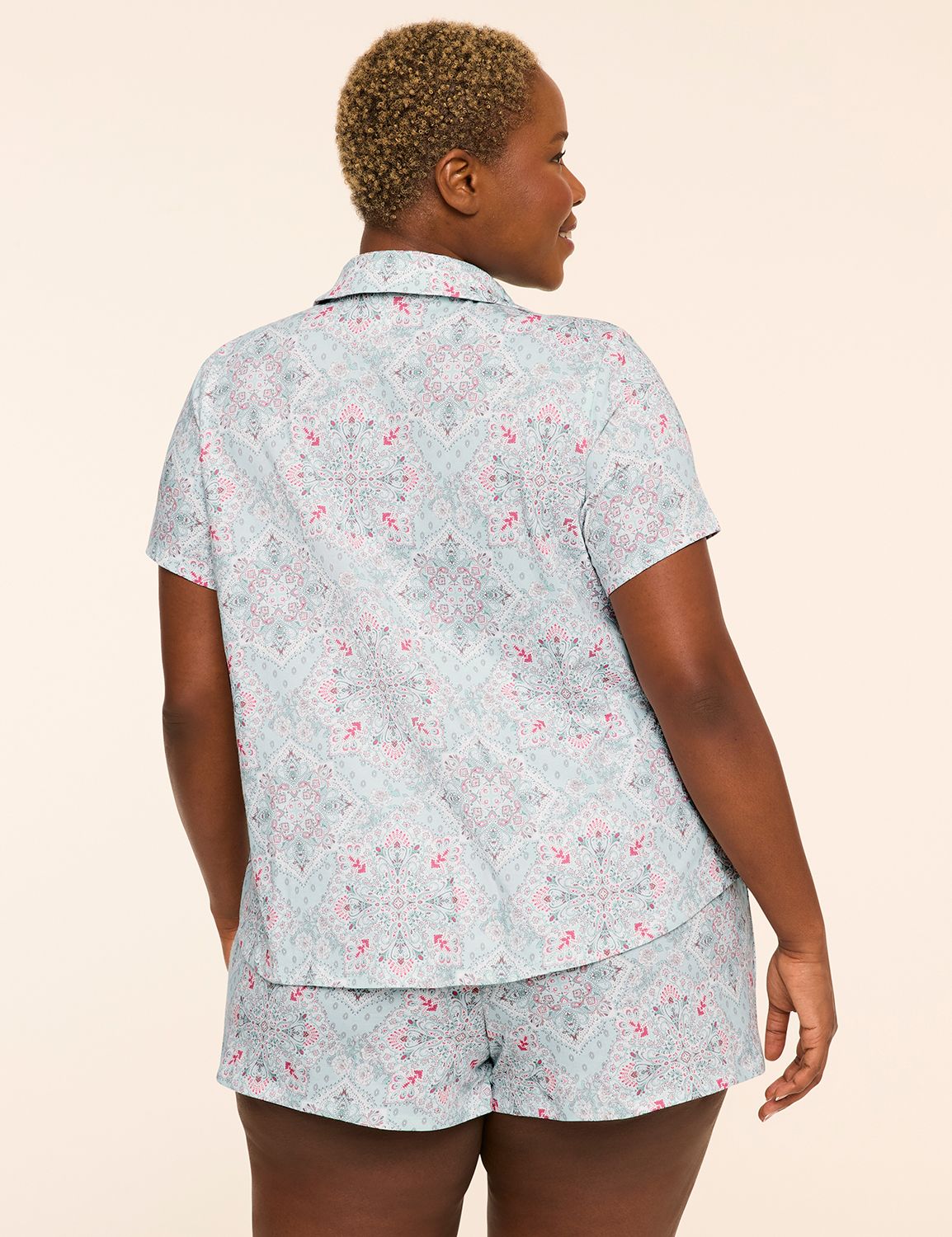 100% Ctn Knit Notch Neck & Block Sh Product Image 2