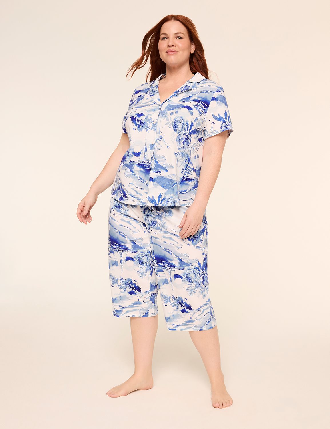 Comfy Cotton Notch-Neck Top & Crop Pant PJ Set